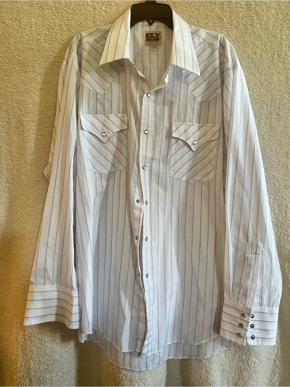 Ely Cattleman White Pinstripe Western Shirt - Men